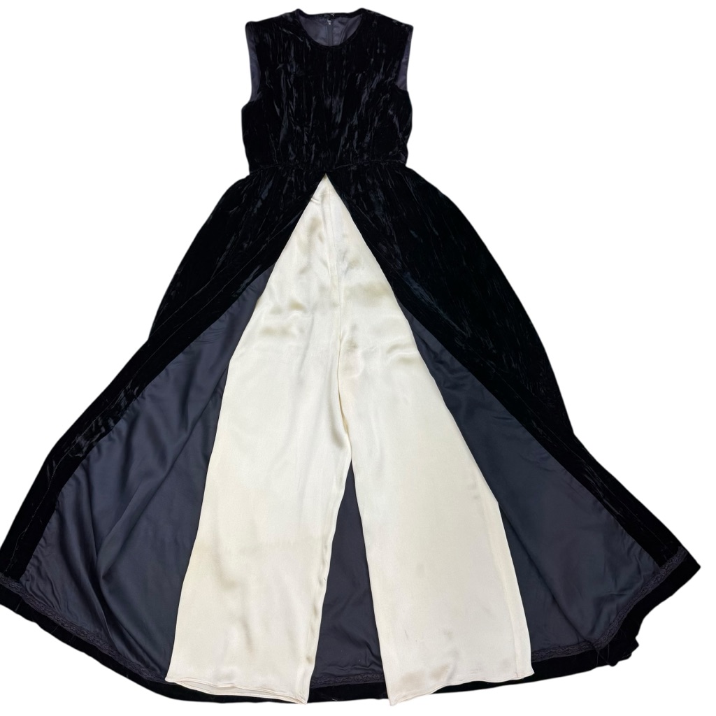 Vintage Sandine Originals Jumpsuit Dress Crushed Velvet Witchy Whimsical Grunch